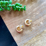 Polished Gold Double Wide Hoop Earring