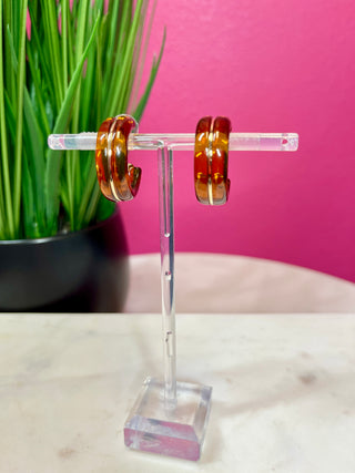 Amber & Gold Medium Hoop Earring