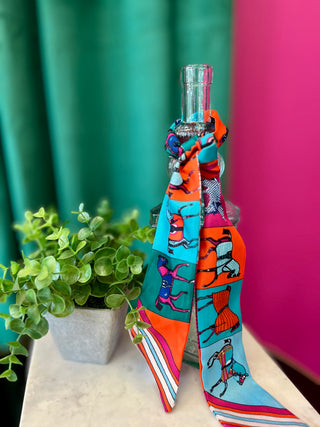 Pink & Orange Horse Twilly