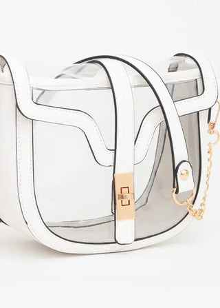 White & Clear Saddle Bag Purse