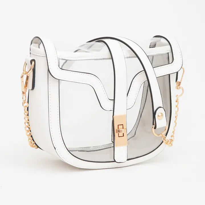 White & Clear Saddle Bag Purse