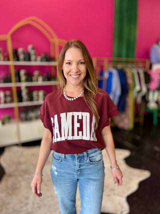 Maroon & White Gameday Shortsleeve Top