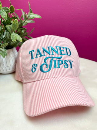 Pink Tanned & Tipsy Striped Baseball Hat