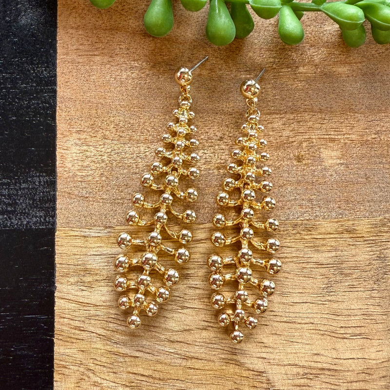 Gold Spine Long Dangle Earring
