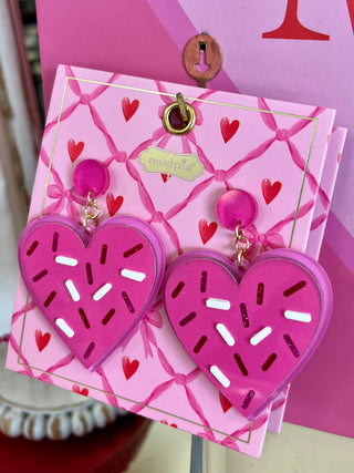 Pink Sprinkle Heart Layered Acrylic Earring