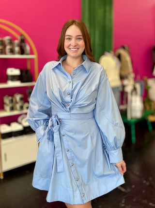 Light Chambray Blue Wrap Dress