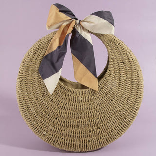 Round Woven Straw Purse