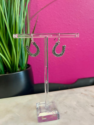 Silver Scroll Small Horseshoe Earrings
