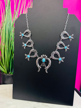 Silver & Turquoise 7 Blossom Necklace
