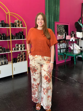 Burnt Orange Dolman Knit Top