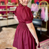 Maroon Smocked Waist Dress