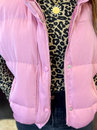 Pink Short Puffer Vest