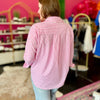 Pink & White Striped Button Up Top