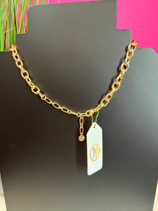 Mother of Pearl Cross Charm Necklace