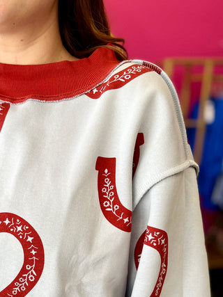 Horseshoe/Rodeo 2 Sided Mock Sweatshirt