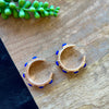 Gold & Square Royal Blue Stone Hoops