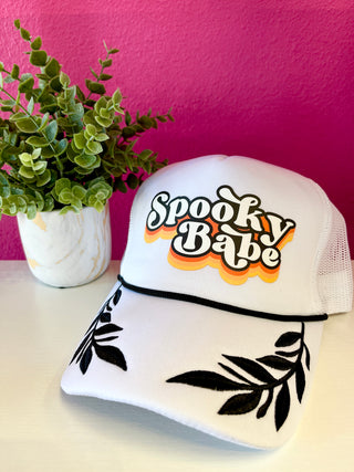 Spooky Babe White & Black Captain Hat