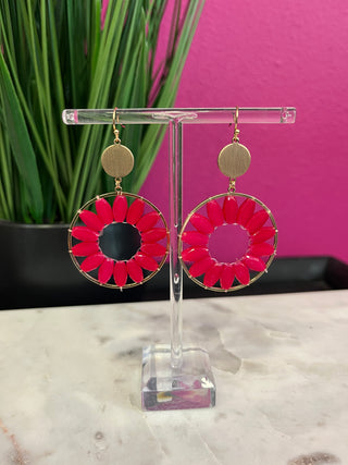 Hot Pink Stone Circle Earring (Copy)