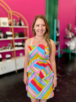 Bright Geometric Print Dress