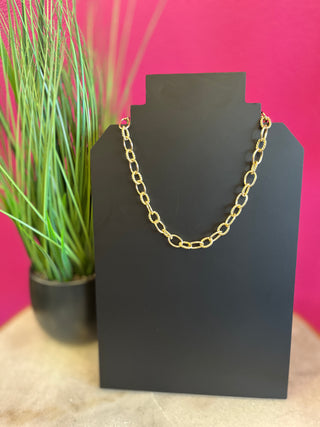 Gold Rope & Polished Link Necklace