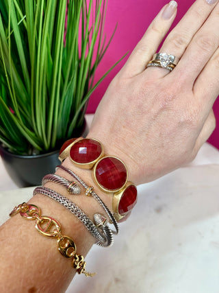 Maroon & Gold Circle Stretch Bracelet