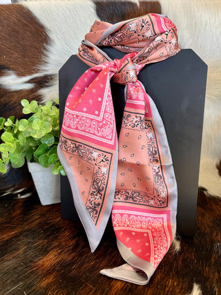 Pink Tone Bandana Wide Twilly