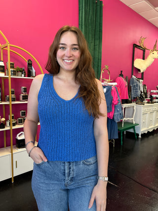 Surf Blue Crochet Knitted Top
