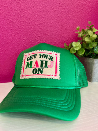 Get Your Mahjong On Green Trucker Hat