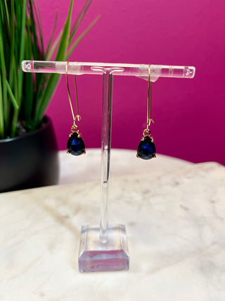 Too Chic Navy Small Teardrop Crystal Earrings