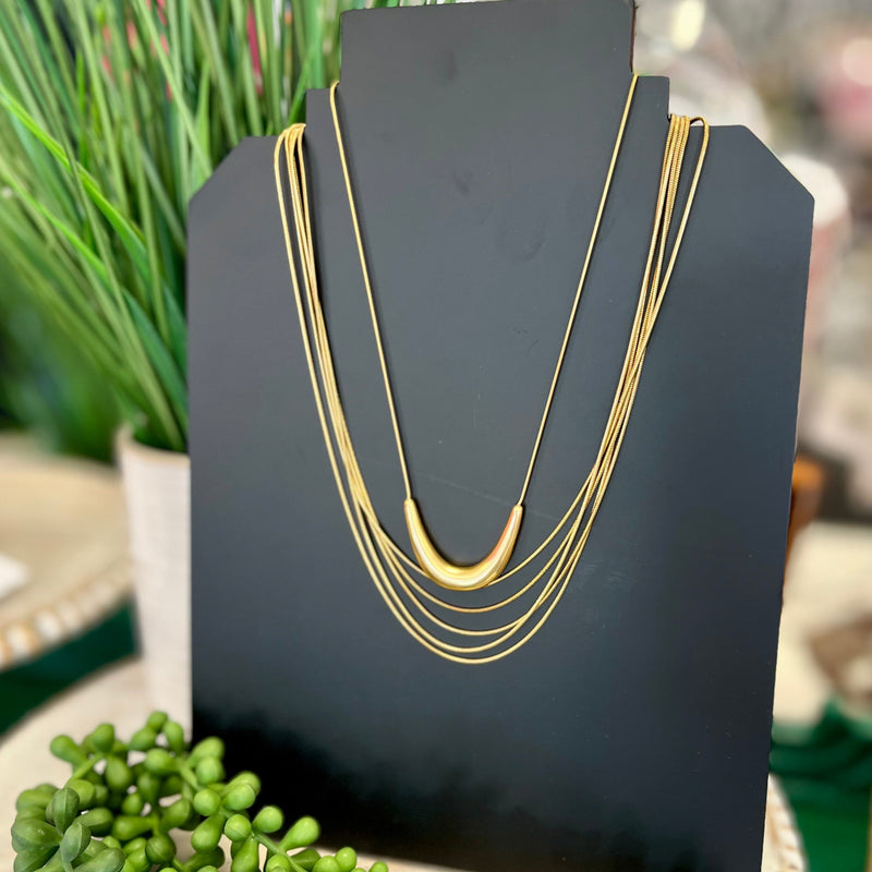 Gold Thick U Necklace - Water Resistant
