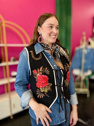 Wild Rose Black Vest by Rodeo Quincy