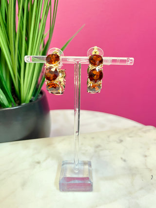 Burnt Orange Crystal Hoop Earrings