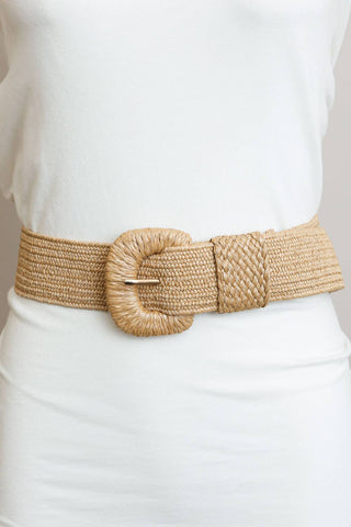 Tan Stretchy Raffia Belt