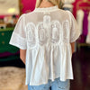 White Mesh Applique Top
