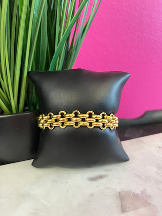 Donni 18K Gold Bold Weave Bracelet - Water Resistant