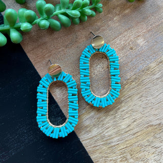 Turq Beaded Oval Earrings