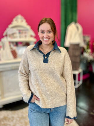 Denim Delight Natural Sweater