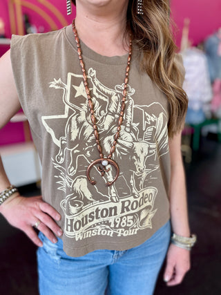 Houston Rodeo 1985 Faded Brown Graphic Tee