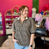 Taupe Leopard Print Half Zip Top