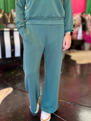Emerald Green Essentials Wide Leg Pants
