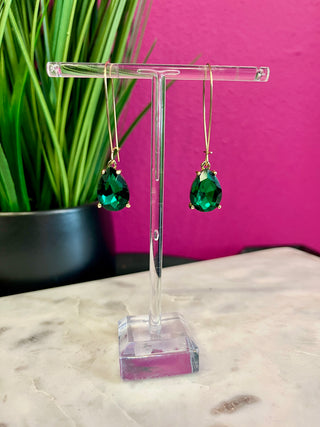 Too Chic Green Teardrop Crystal Earrings