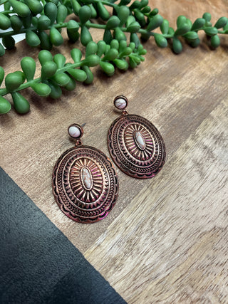 Bronze & Ivory Concho Earring