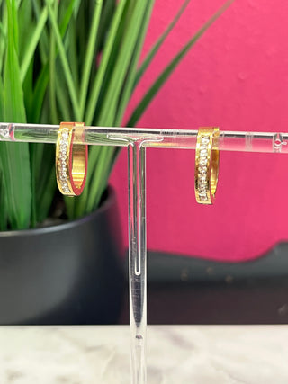 Secrets Gold & Crystal Md Hoop Earrings - Water Resistant