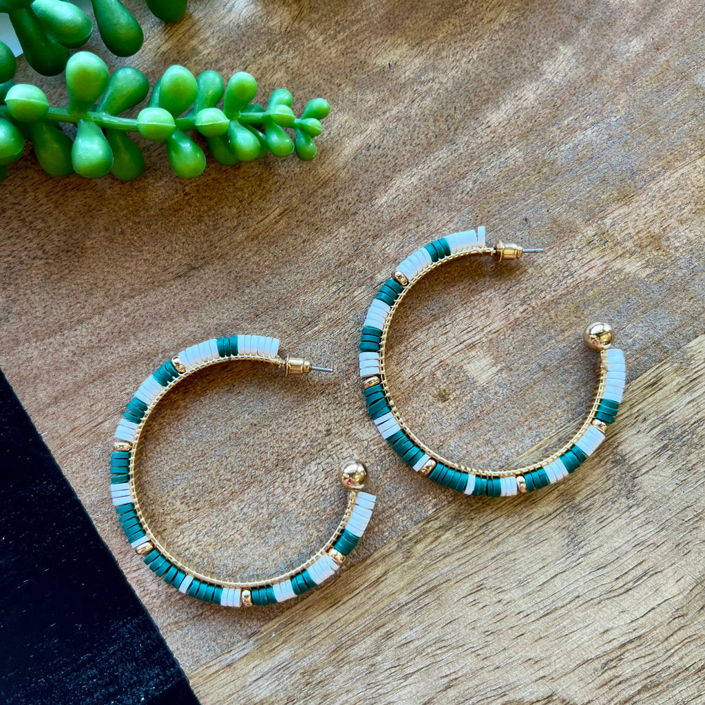 Green & White Gameday Hoops