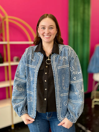 Denim Western Embroidery Jacket