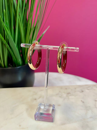 Everyday Gold & Maroon Hoop Earring