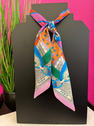 Multi Color Chain & Metal Print Twilly