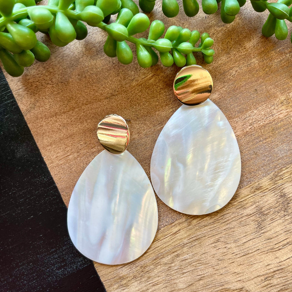 White Shell Big Teardrop Earring