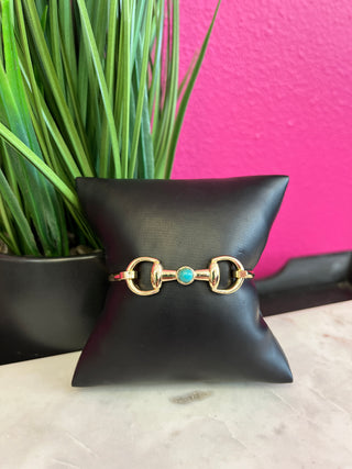 Gold Horsebit & Turq Bracelet