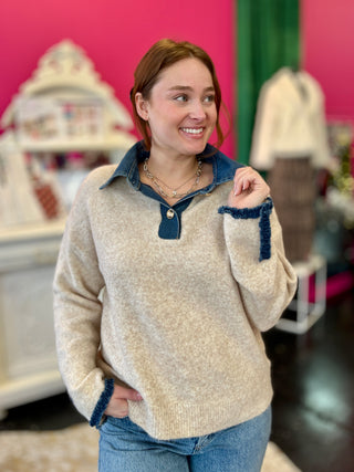 Denim Delight Natural Sweater